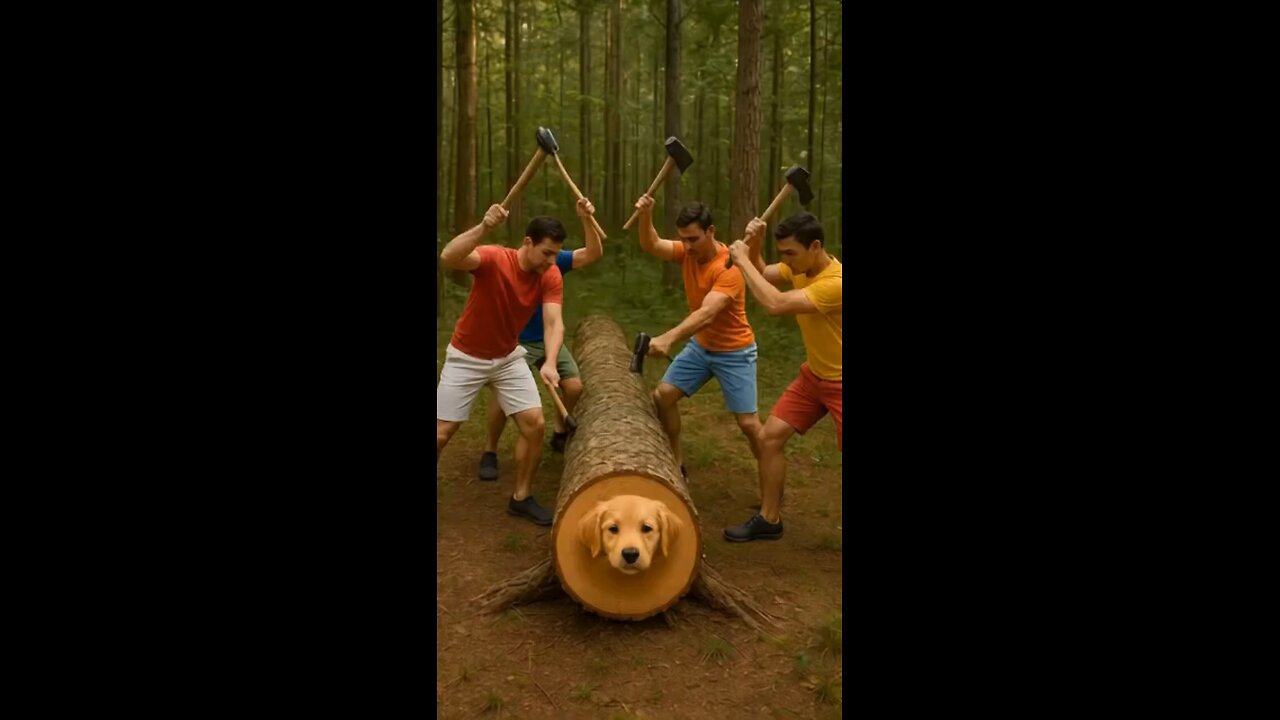 🌳🐶 Log Breaks Open… You Won’t Believe What Comes Out! | Cute Puppy Surprise