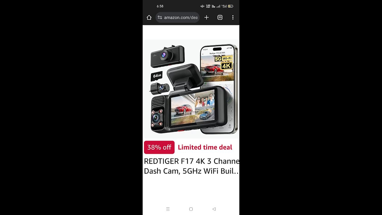 REDTIGER F17 4K 3 Channel Dash Cam, 5GHz WiFi Built-in GPS with 64GB Card, 2160P+1080P+1080P Front