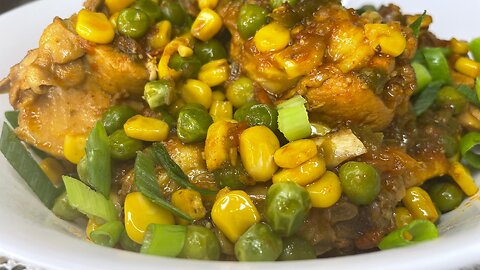 🍗 Chicken with Peas and Corn – Easy & Colorful Delight! 🌽💚