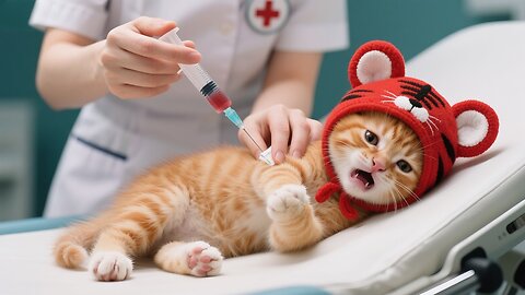 🐯🐾 Tiger-Hat Kitten Saves the Day | Donates Blood ❤️ to Rescue a Sick White Kitten 🐱