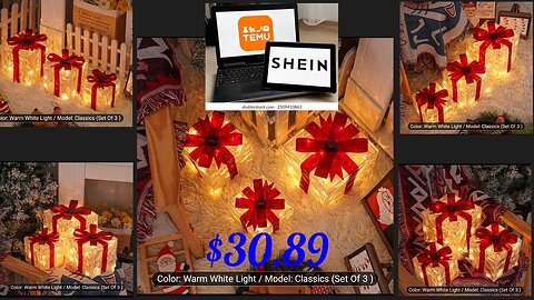 SET OF 3 CHRISTMAS LIGHTED GIFT BOXES, Transparent Lighted Christmas Box DECORATIONS