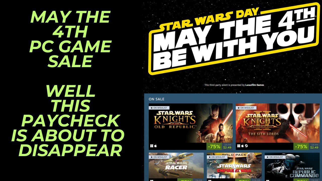 May the 4th Steam Game Sale, Build Your Star Wars PC Game Library with Massive Discounts