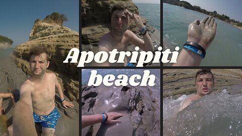 Apotripiti beach Korfu | Plavání ke skalám + léčivý jíl z moře