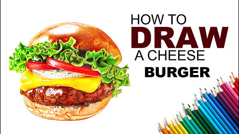 How To Draw a Cheese Burger Using Cheap Colour Pencils.