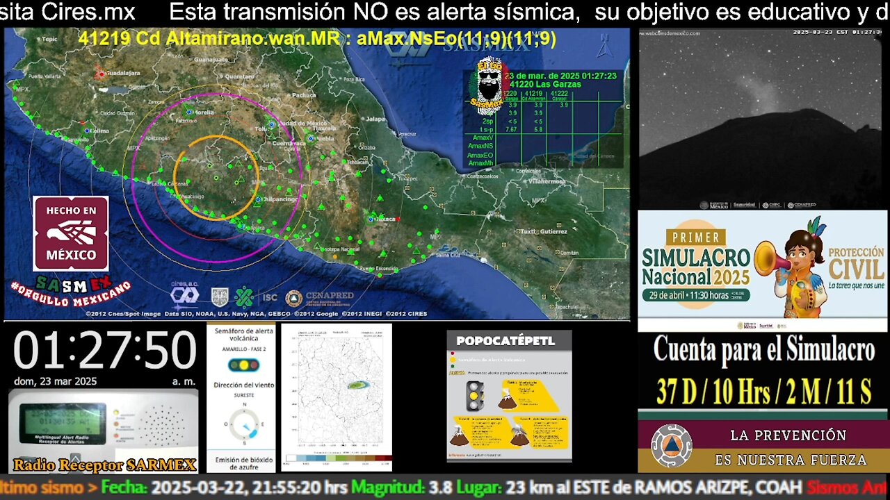 #SISMO Magnitud 4.3 Loc. 55 km al NORTE de TECPAN, GRO 23/03/25 01:27:10 #noameritoalerta