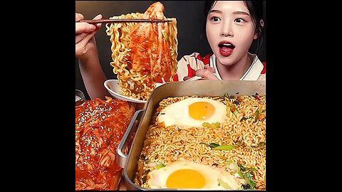 Korean spicy noodles with Kimchi