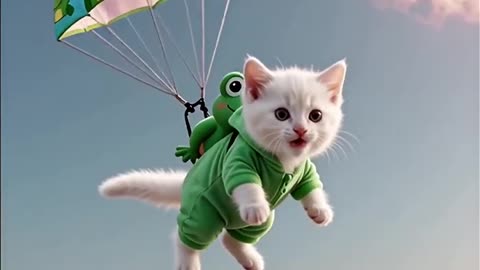 My cat is skydiving... 🤯#cat #cute #cats #frog
