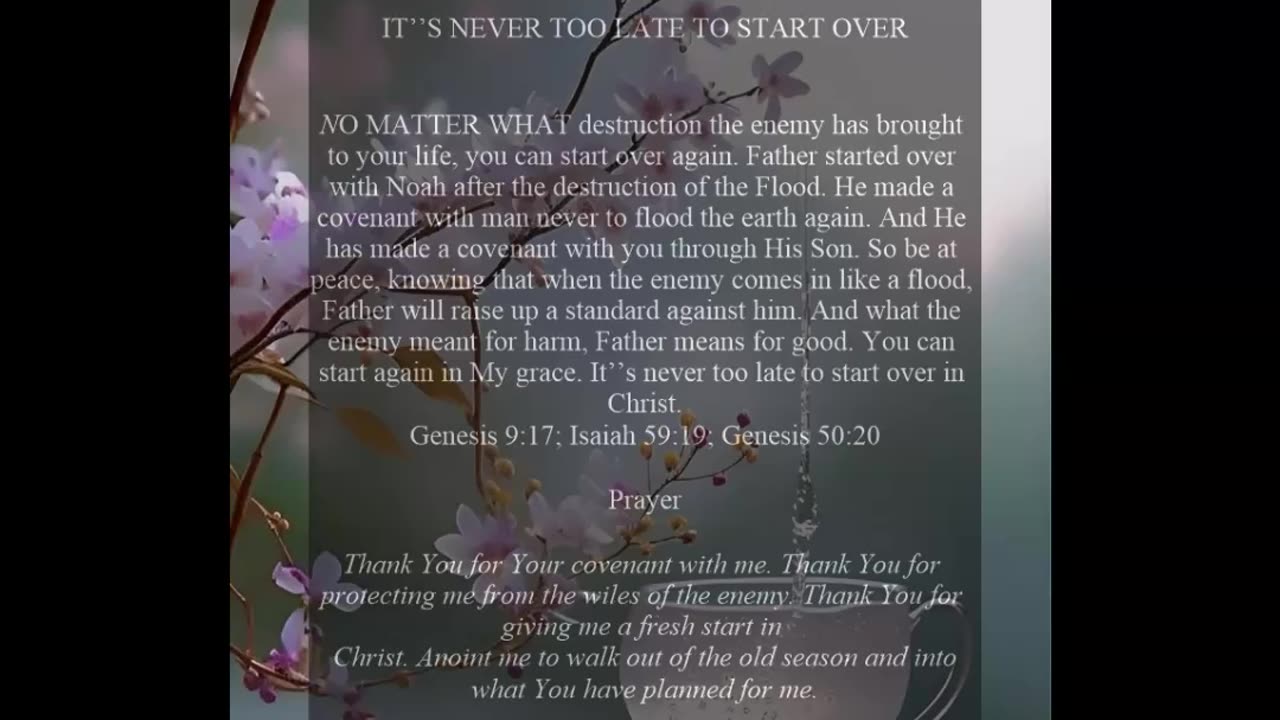 It Is Never Too Late To Start Over Again