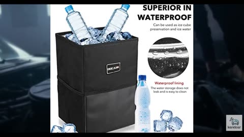 Car Trash Can with Lid - Bag Hanging Storage Pockets Leak-Proof Organizer Colla