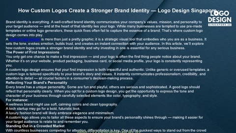 How Custom Logos Create a Stronger Brand Identity — Logo Design Singapore