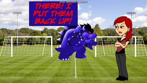 Dark Void Bowser Knocks Over the School's Soccer Goal Nets/Grounded