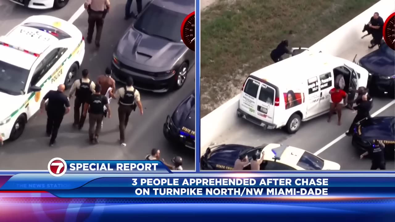 Police chase U-Haul van, execute multiple pit maneuvers and stop suspect from jumping off overpass
