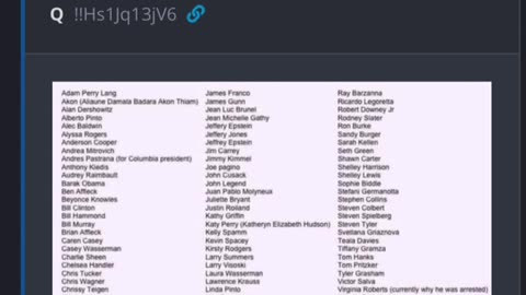 The Names President Trump dropped today re: Epstein is listed in a Q post with 100+ Other Names