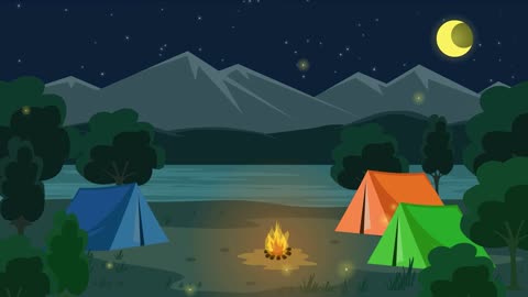 Cartoon Background - Camping Mountain Night