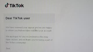 Ok did I win tik tok account ban?