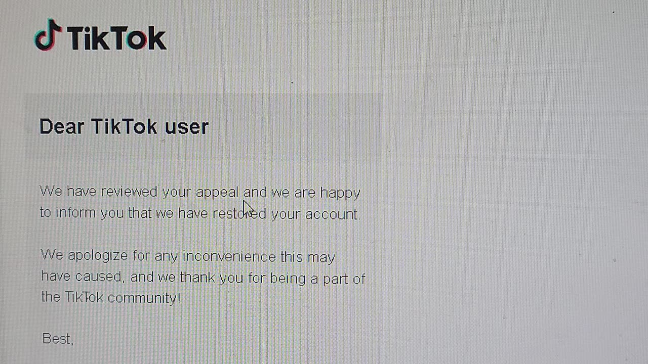 Ok did I win tik tok account ban?