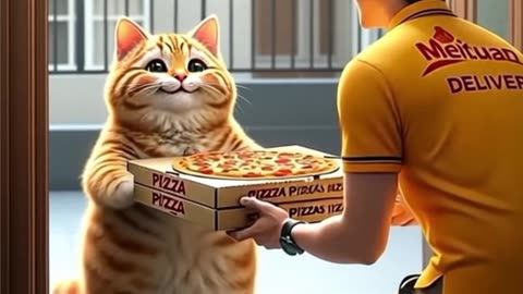 Kitty Pizza Order | 10M Views #cat #kitten #pizza #rumble #short