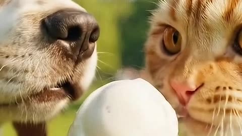 AI Dog and Cat Eating Ice Cream