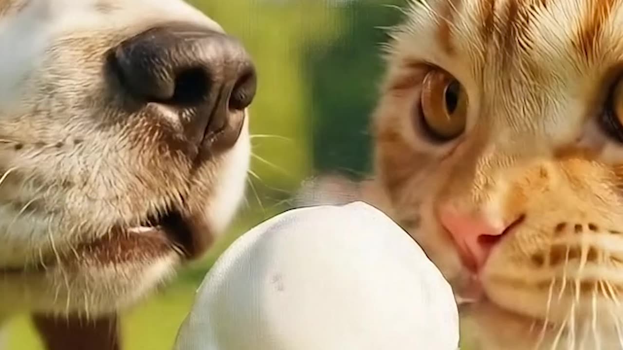 AI Dog and Cat Eating Ice Cream