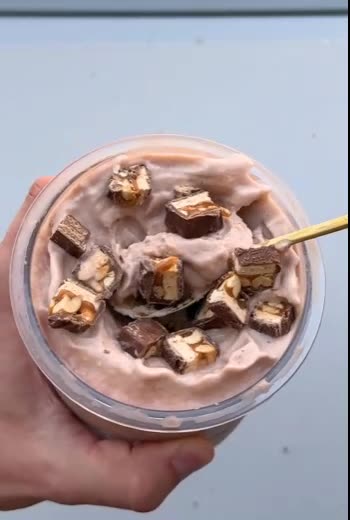 Homemade Snickers-style ice cream