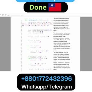 Student Work (Report) | FAI24 Final Project– Poker Hand Strength Evaluator with Randomness | NTU