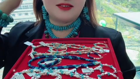 250523-11 Sleeping Beauty Turquoise & Pearl Set: Blue-White Fantasy Trio