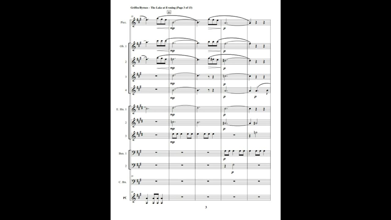 Charles Griffes – The Lake at Evening (Double Reed Choir + Piccolo & Piano)