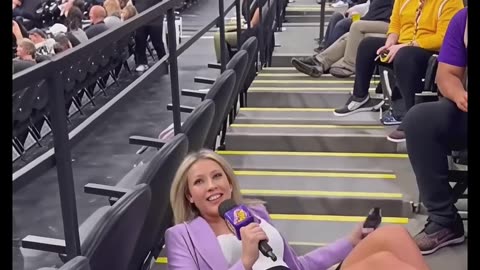 Los Angles Lakers Reporter Falls Down While Reporting
