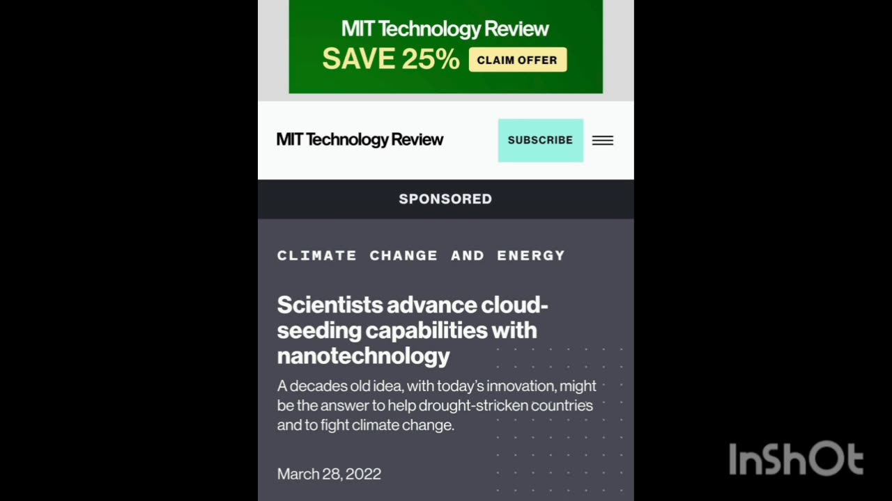 MIT: Scientists advance cloud-seeding capabilities with nanotechnology A decades old idea, with today’s innovation, might be the answer to help drought-stricken countries and to fight climate change