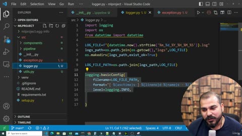 45.2 Implementing Project Structure, Logging And Exception Handling Krish Naik ML