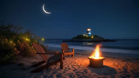 Serene starry night sky, evening on the beach.