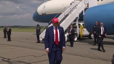 President Trump Gaggles with Press at Morristown Municipal Airport, June 20, 2025