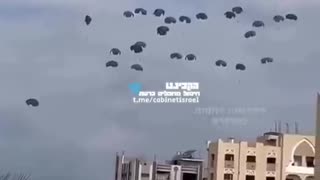 Humanitarian aid packages seen landing throughout the Gaza Strip following coordinated airdrops.