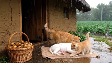 Mama Cat and Ginger Kitten save a small puppy from drowning - Touching and sweet moments