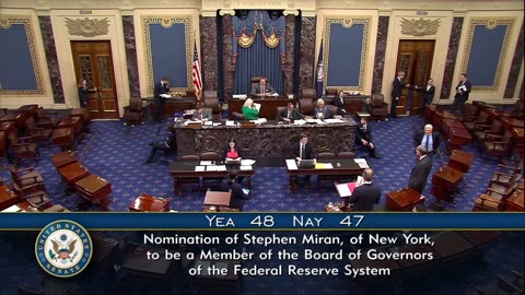 Stephen Miran Confirmed in Senate vote as Federal Reserve Governor