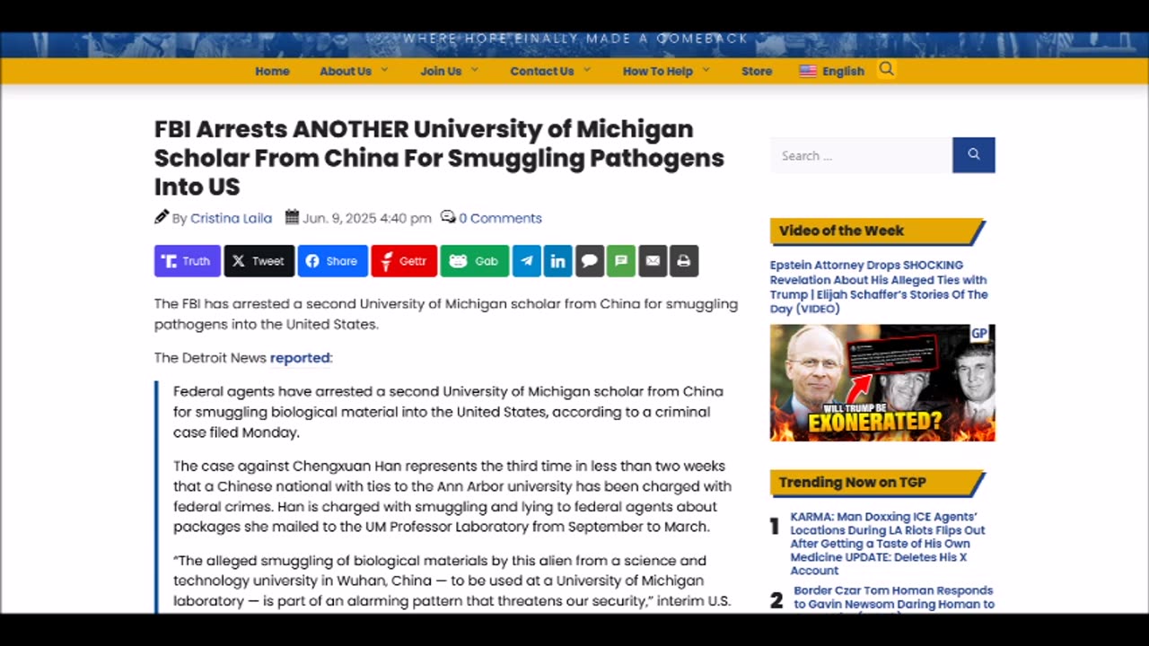 FBI Arrests ANOTHER University of Michigan Scholar From China