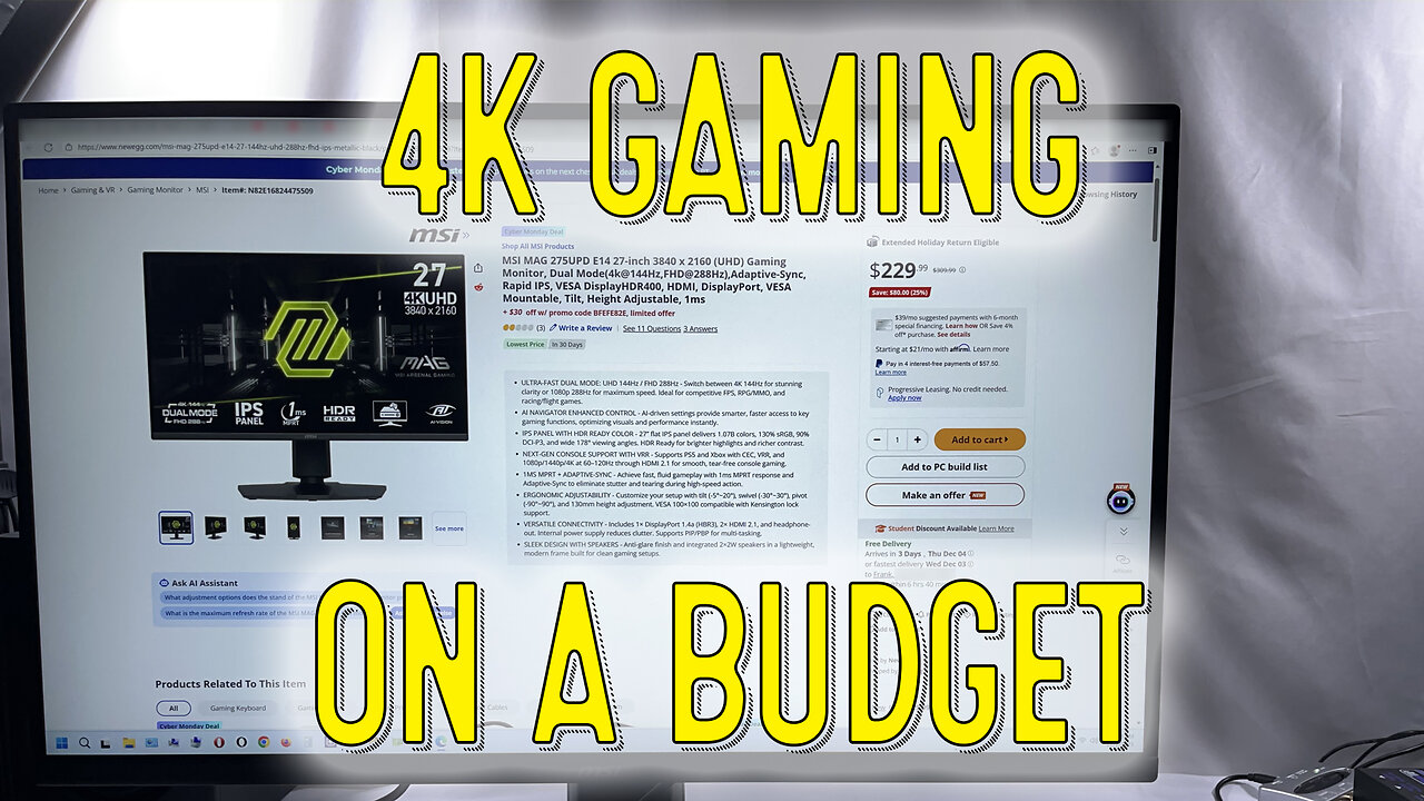 Gaming In 4K On A Budget: My MSI MAG 275UPD 27" 4K Monitor Review