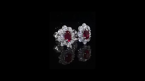 Elegant Fashion Earrings Fine 5A Zircon Oval Lab Ruby Sapphire Flower Trendy Style