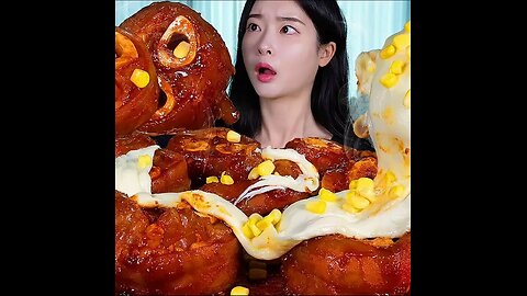 Spicy pork leg with cheese Mukbang