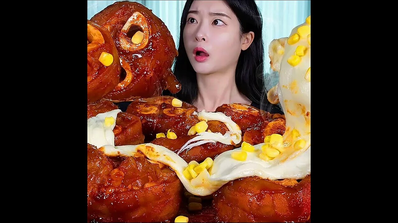 Spicy pork leg with cheese Mukbang