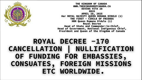 ROYAL DECREE -170 CANCELLATION | NULLIFICATION OF FUNDING FOR EMBASSIES, CONSULATES, FOREIGN MISSION