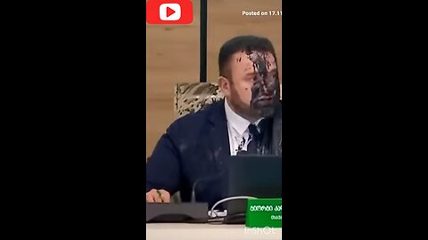 Moment Georgia election chief doused in paint by opposition official. #Georgia #BBCNews