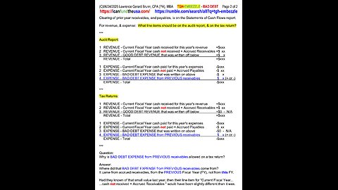 TGH Bad Debt Audit vs Tax
