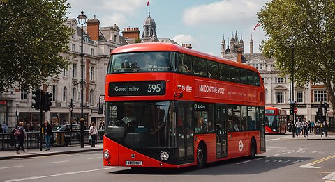 London Double Decker bus is Driving On the Road