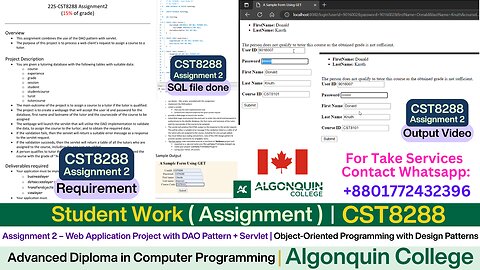 Client Work (Assignment ) | CST8288 Assignment 2 – Full Java Web App Output | Algonquin College