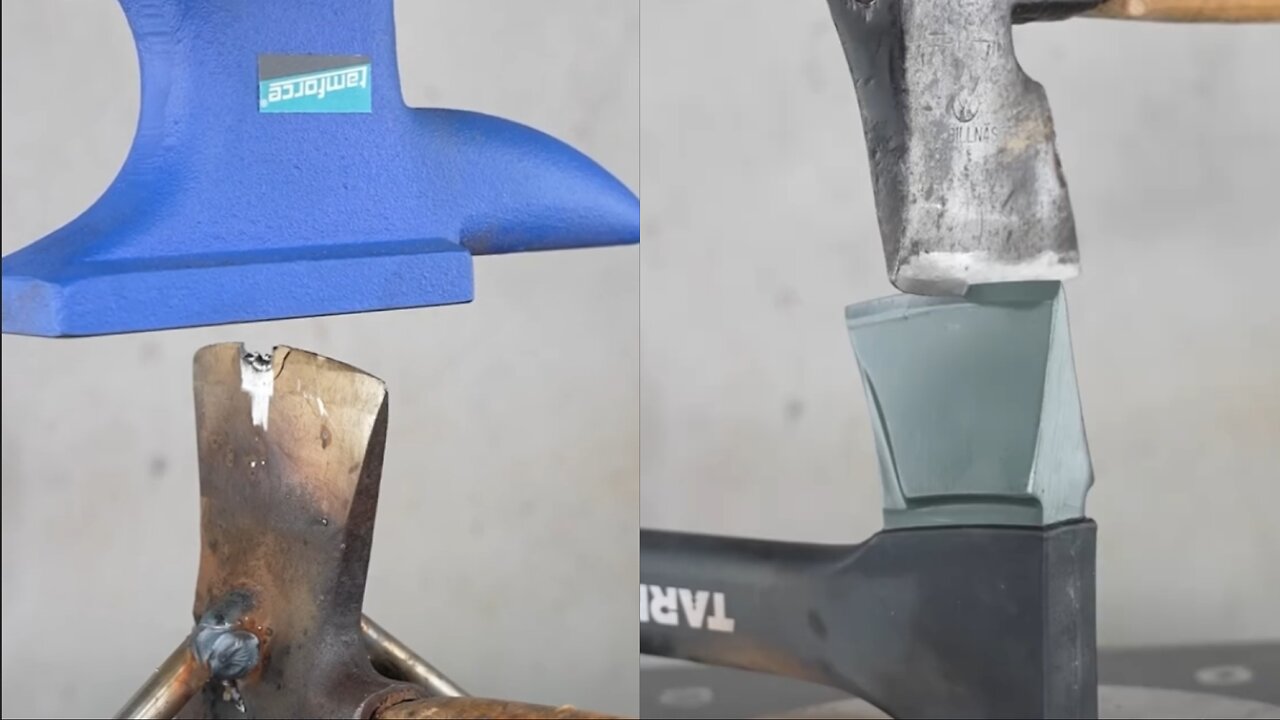 #Hydraulic_Piston_vs_Axe_and_Anvil_ASMR💀🔥