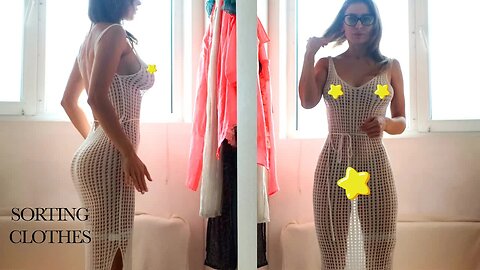 ❤️ Transparent organizing clothes with cute Tina in dress 