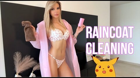 [4K USA] Pink Transparent Cleaning Tutorial Raincoat Try-On Cleaning Haul
			