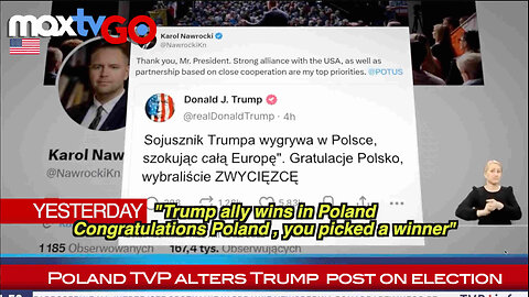 TVP zmienia post Trumpa - Poland TVP alters Pres. Trump post on rigged PL election -