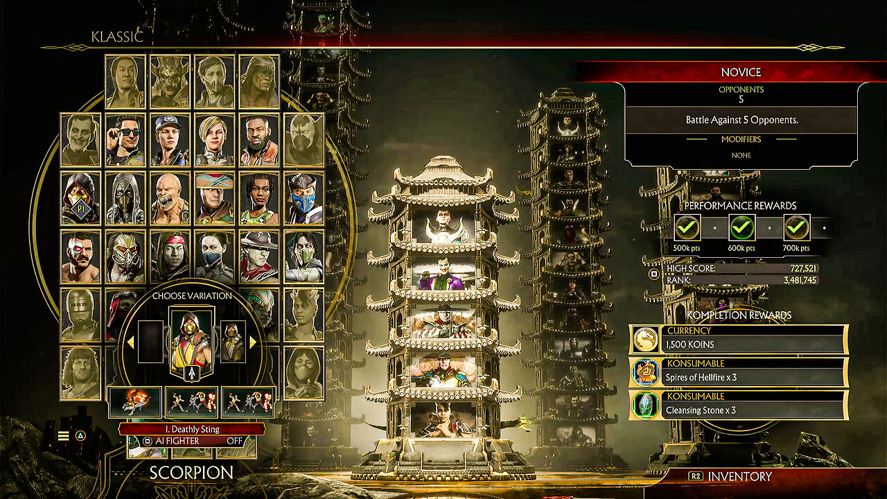 Scorpion Vs Klassic Tower - Mortal Kombat 11 60FPS - Kicchu Gaming